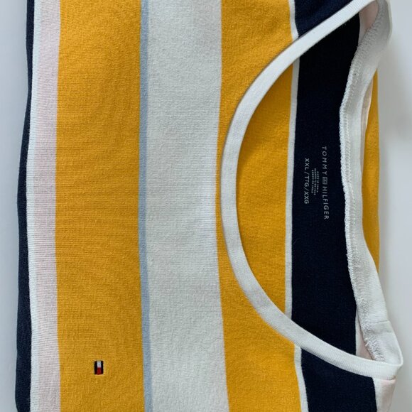 Tommy Hilfiger Women’s XXL Yellow, Blue, White 100% Cotton Striped Crew Neck Tee - Picture 12 of 12